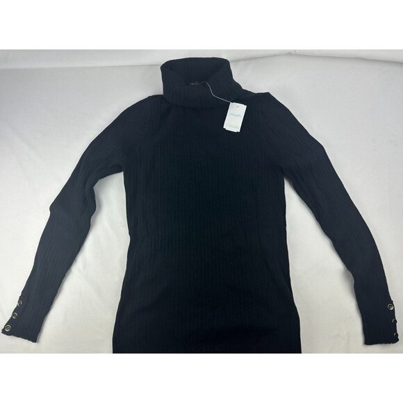 NWT J Mclaughlin Arlette Sweater Medium Turtleneck Knit Ribbed Solid Black - Picture 2 of 11